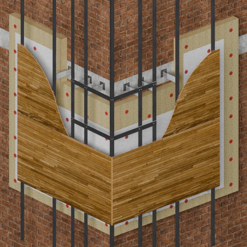 Вертикальная Т-образная фасадная подсистема